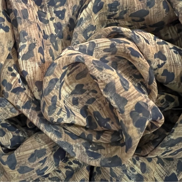 Vintage animal print sheer long line blouse swimsuit coverup leopard mobwife top - Picture 8 of 9